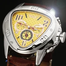 2016 JARAGAR Luxury Orologio Uomo Watch Yellow Triangle Auto font b Mechanical b font Watches Men