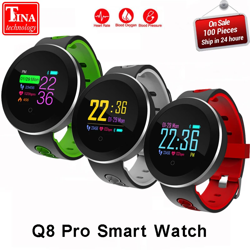 IP68 Водонепроницаемый Q8 Pro Smart Браслет Группа 1 0 дюймов Большой Экран HD дисплей