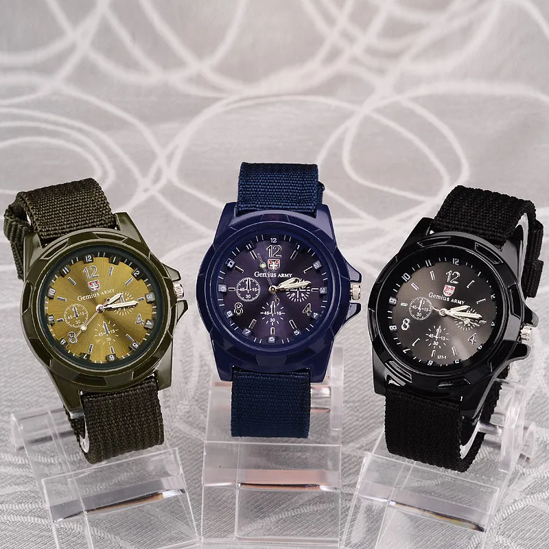 

2019 Men Nylon band Military watch Gemius Army watch High Quality Quartz Movement Men sports watch Casual wristwatches bayan saa