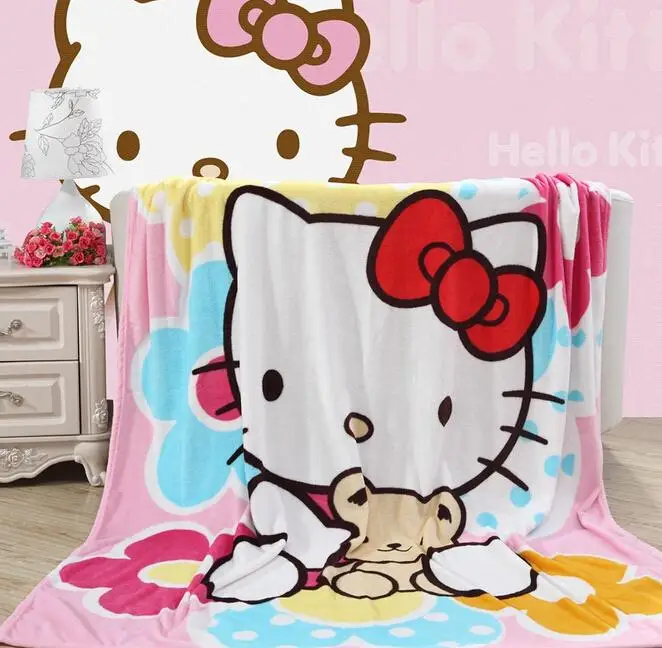 Pink hello kitty 150*200 cartoon baby blanket coral fleece blanket