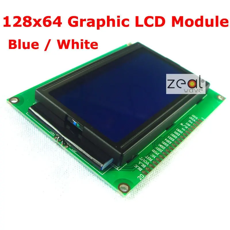 128x64 12864 128*64 Graphic Dot Matrix LCD Module Blue / White LED Backlight ST7920 Free shipping Free Tracking 128 64 dots lcd module 5v yellow and green screen 12864 lcd with backlight st7920 serial port and parallel port