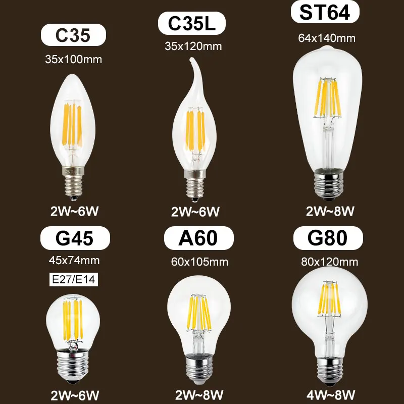 Светодиодный светильник в стиле ретро Gitex E27 220 В 2 Вт 4 6 8 Вт|filament light e14|led filament lightled