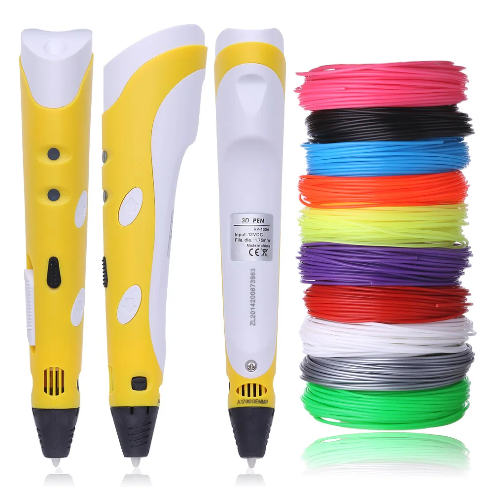 Yellow Modle 3D Printing Pen 3 D Pens With 10 Color 100 Meter 1 75mm ABS