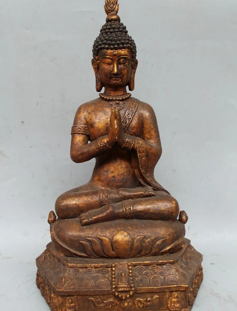 

17" Tibet Tibetan Buddhism Bronze Seat Thailand Ayutthaya Maitreya Buddha Statue