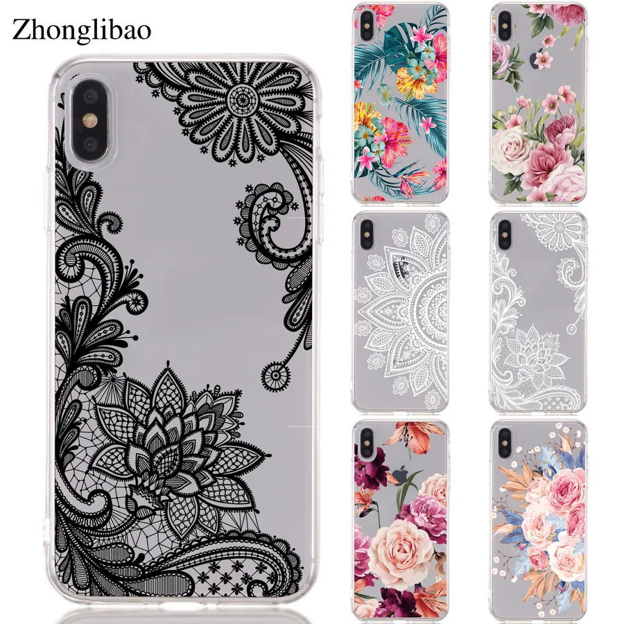 

Soft Flowers Pattern Tpu Case for Iphone Xs Max Xr X Coque Clear Back Cover for Iphone 8 7 6 6s Plus 5 5s Se 8plus 7plus Funda