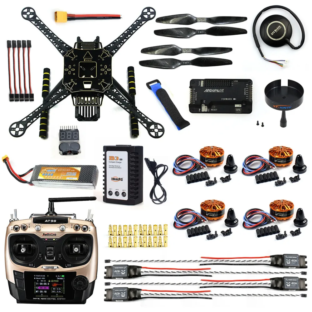 Buy Cheap DIY FPV Drone W/ AT9S TX RX S600 4 axis Quadcopter APM 2.8 Flight Control GPS 7M 40A ESC 700kv Motor 4400MAH Battery Full Set