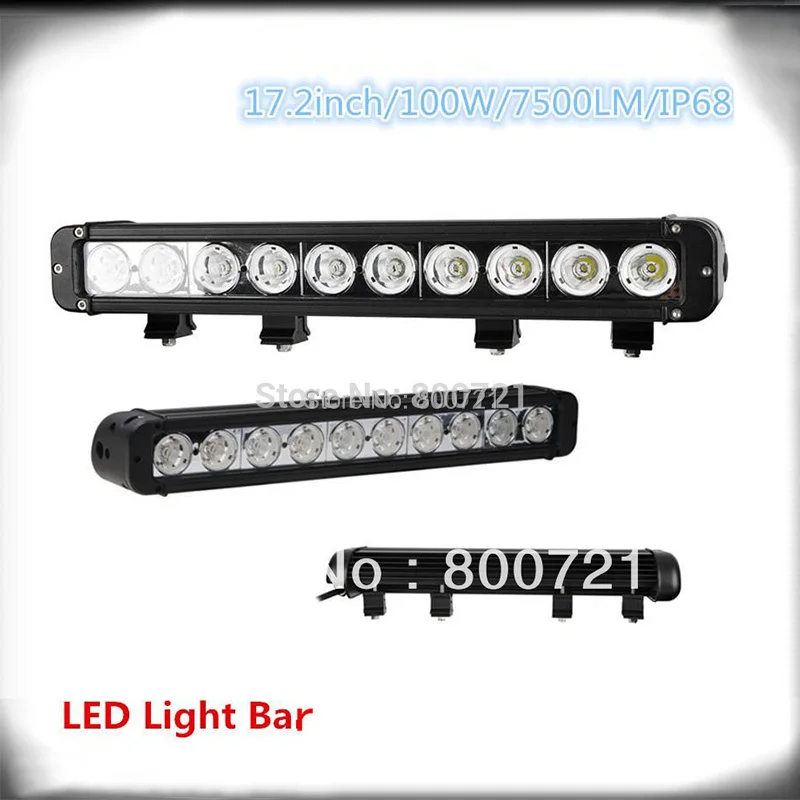 1 piece Super bright DC10-30V single beam auto 17inch 100W super bright led driving light bar fits offroad auto truck ATV SUV