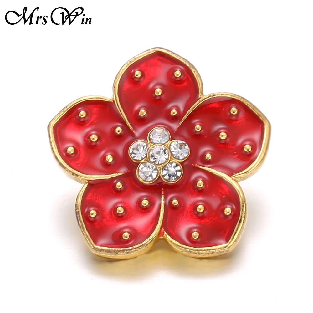 10pcs/lot New Gold Snap Jewelry Oil Painting Rhinestone Flower Button 18mm Charms for Women Fit Bracelet Necklace | Украшения и
