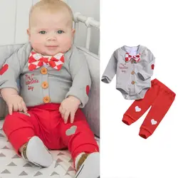 3 шт комплект одежды для мальчиков Валентина Одежда для маленьких мальчиков Комплекты детские халаты одежда для джентльмена комплекты лук