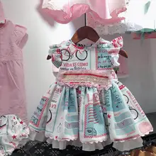 Летнее модное испанское платье лолиты эксклюзивное винтажное детское платье с цветочным принтом праздничное платье для дня рождения детская одежда vestidos Y1146