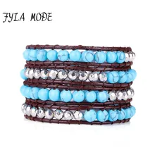 Fyla Mode Exclusive Blue Turquoise Bead With Silver Beads 4 Strands Weave Leather Wrap Bracelet Multi Layered Vintage Bracelet Fyla Mode Exclusive Blue Turquoise Bead With Silver Beads 4 Strands Weave Leather Wrap Bracelet Multi Layered Vintage Bracelet