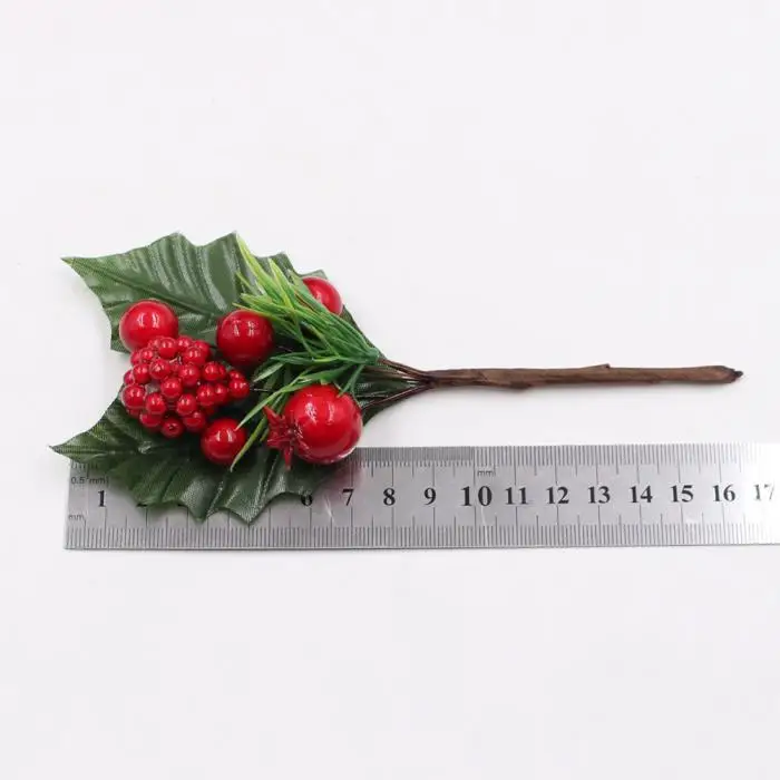 Искусственный цветок красный жемчужная тычинка ягоды ветка для свадьбы Рождество украшения поставки HG99