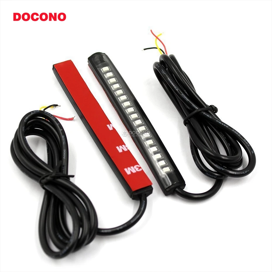DOCONO 1PCS Universal Flexible LED Motorcycle Brake Lights Turn Signal