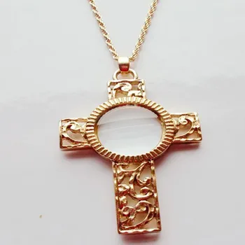 

ZY DIY Factory direct wholesale Fashion Brand Design Quality Gold Cross Monocle Magnifying Glass Magnifier DIY sewing T