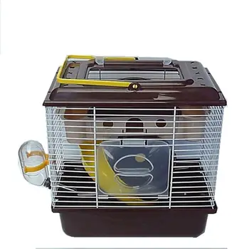 Portable Heighten Single Layer Pet Syrian Hamster Cage with Cover Running Wheel Bowl for Small Habitat Guinea Pigs Mice Habitat 2