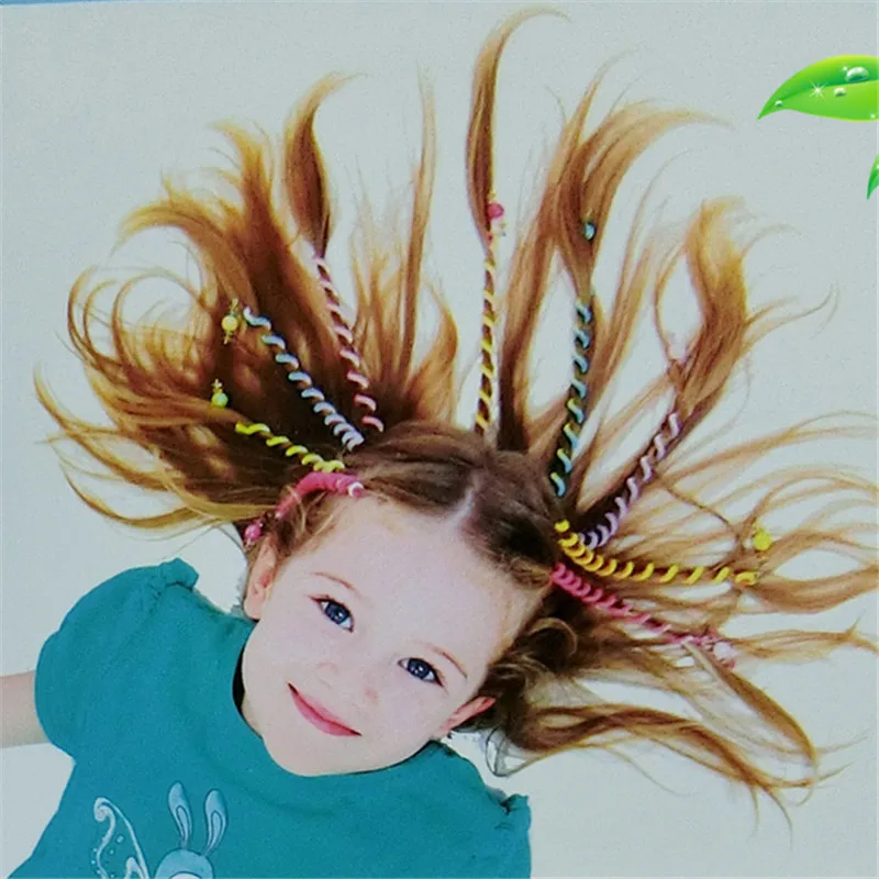 6 шт./компл. Детские волосы спиральные пауки красочные бусины волос Rolling Rope Твистер DIY Hairband шпилька аксессуары для волос UN651