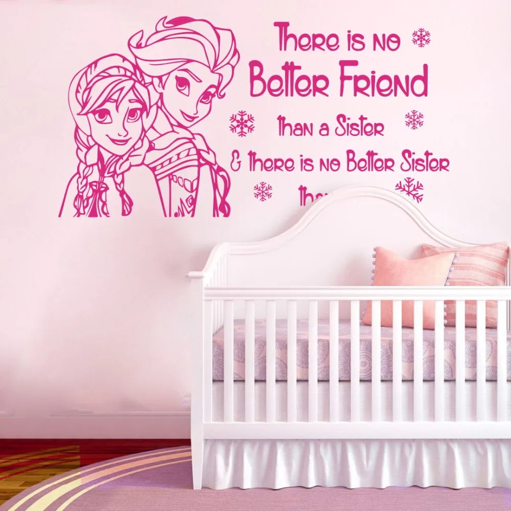 Cartoon Frozen Family Quote Anna Elsa Wall Sticker Girl Room Kids Room Cartoon  Anna Elsa Frozen Quote Wall Decal Vinyl Decor (3)