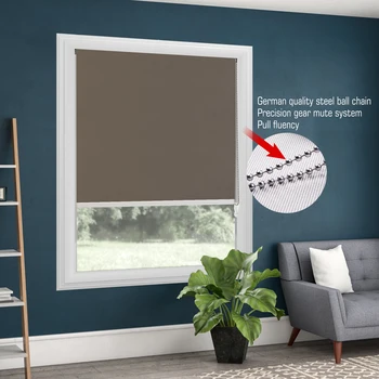 

100% Blackout Metal Bead Rope Light Brown Roller Blinds Thermal Roller Shade Window Shade Customized Blinds
