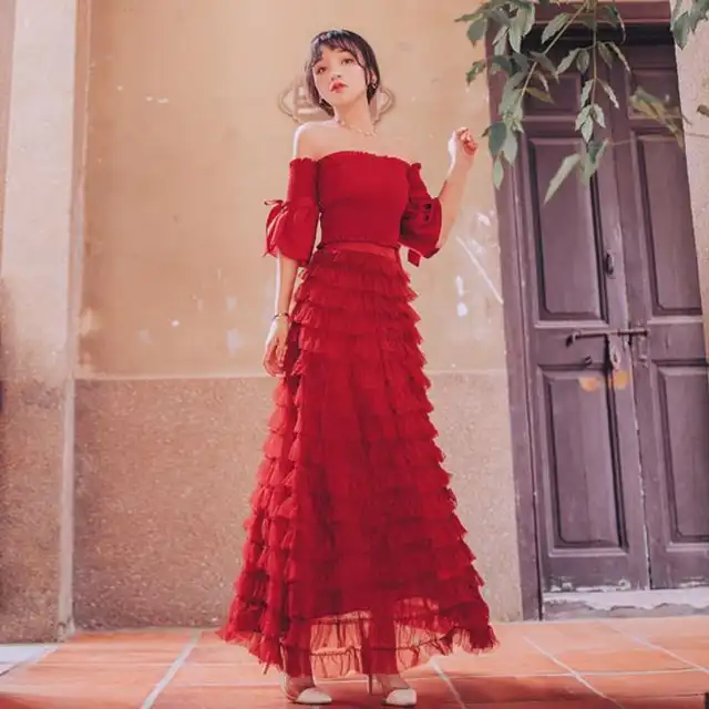 red maxi sundress