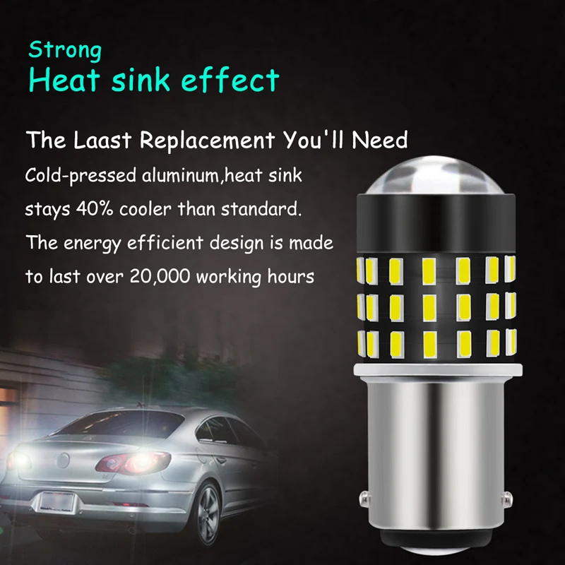 4 шт. супер яркие белые 1157 BAY15D Светодиодные лампы Ampul 3014 54SMD линзы поворотные