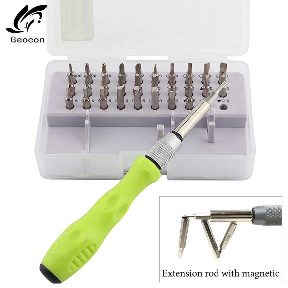 

Geoeon Screwdriver Multi-functional 32 in 1 Magnetic Screwdriver Set Mini Bits RepairElectronic Product Maintenance Tool A40