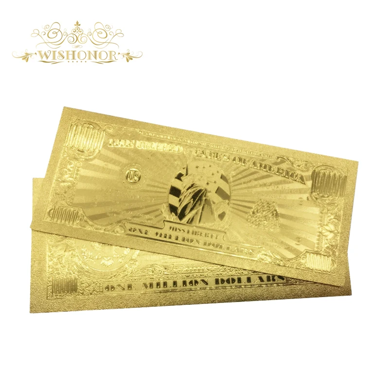 

10Pcs/Lot USA Gold Banknotes 1 Million Dollar Bill Banknotes in 24K Gold Paper Money For Collection And Business Gift