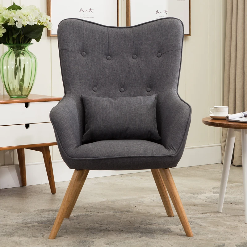 Mid Century современный стиль кресло диван ножки стула деревянный льняной обивки мебель для гостиной Bedoorm Arm Стул Кресло-акцент