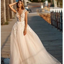 Robe De Mariage свадебное платье Холтер без рукавов бисер кружево аппликационные Свадебные платья Robe De mariée с иллюзией сзади