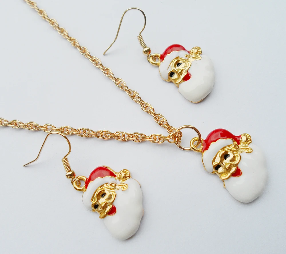 2019 модные популярные дедушкина цепочка на шею серьги Новогодний комплект