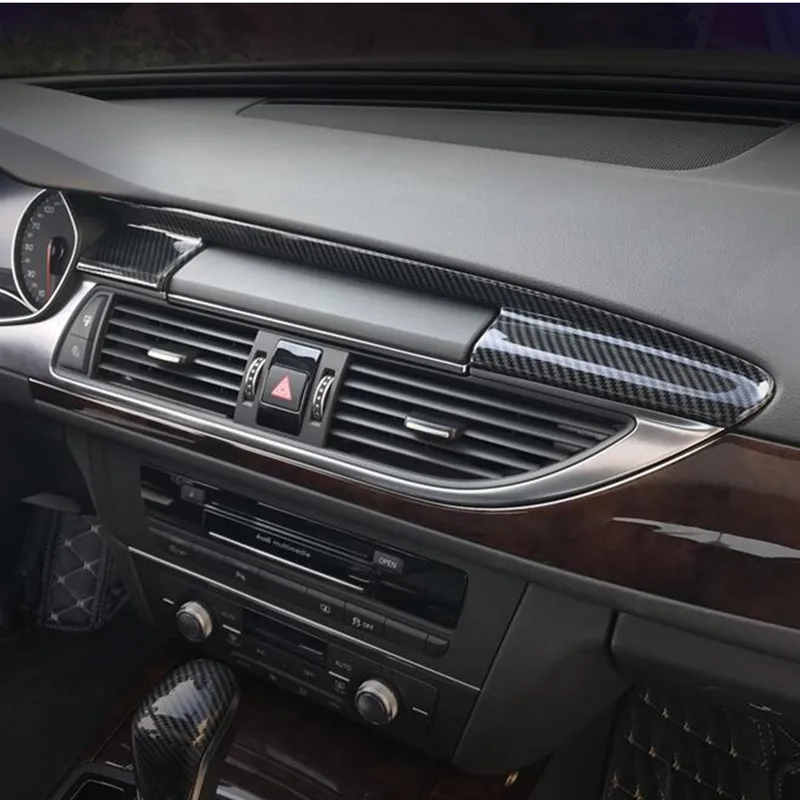 

Car Console Navigation Panel Air Cover Trim Carbon Fiber Sticker Gear Strips For Audi A6 C7 A7 2012-2018 Interior Accessories