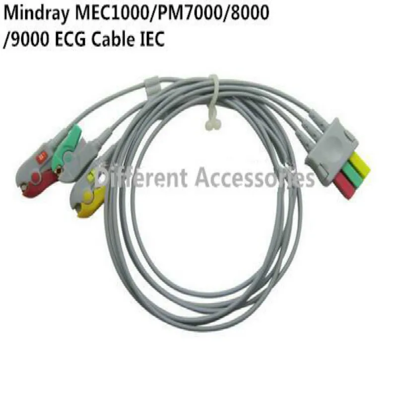 

Compatible For Mindray MEC1000,PM7000/8000/9000 ECG 3 Leadwires Clip End ECG Trunk Cable Medical Wire Cables IEC