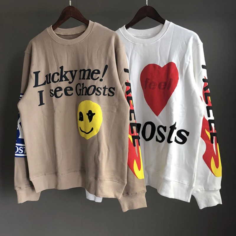 Толстовки с граффити в виде улыбающегося лица KANYE WEST KIDS SEE GHOSTS/мужская толстовка