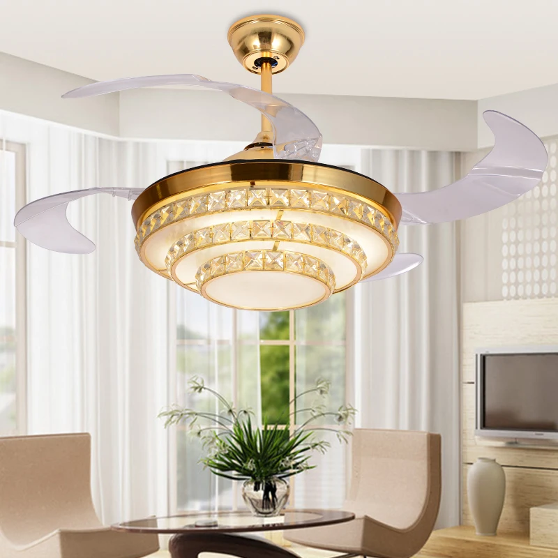 

LED Invisible Crystal Acrylic Stainless Ceiling Fan LED Lamp.LED Light.Ceiling Lights.LED Ceiling Light.Ceiling Lamp For Foyer