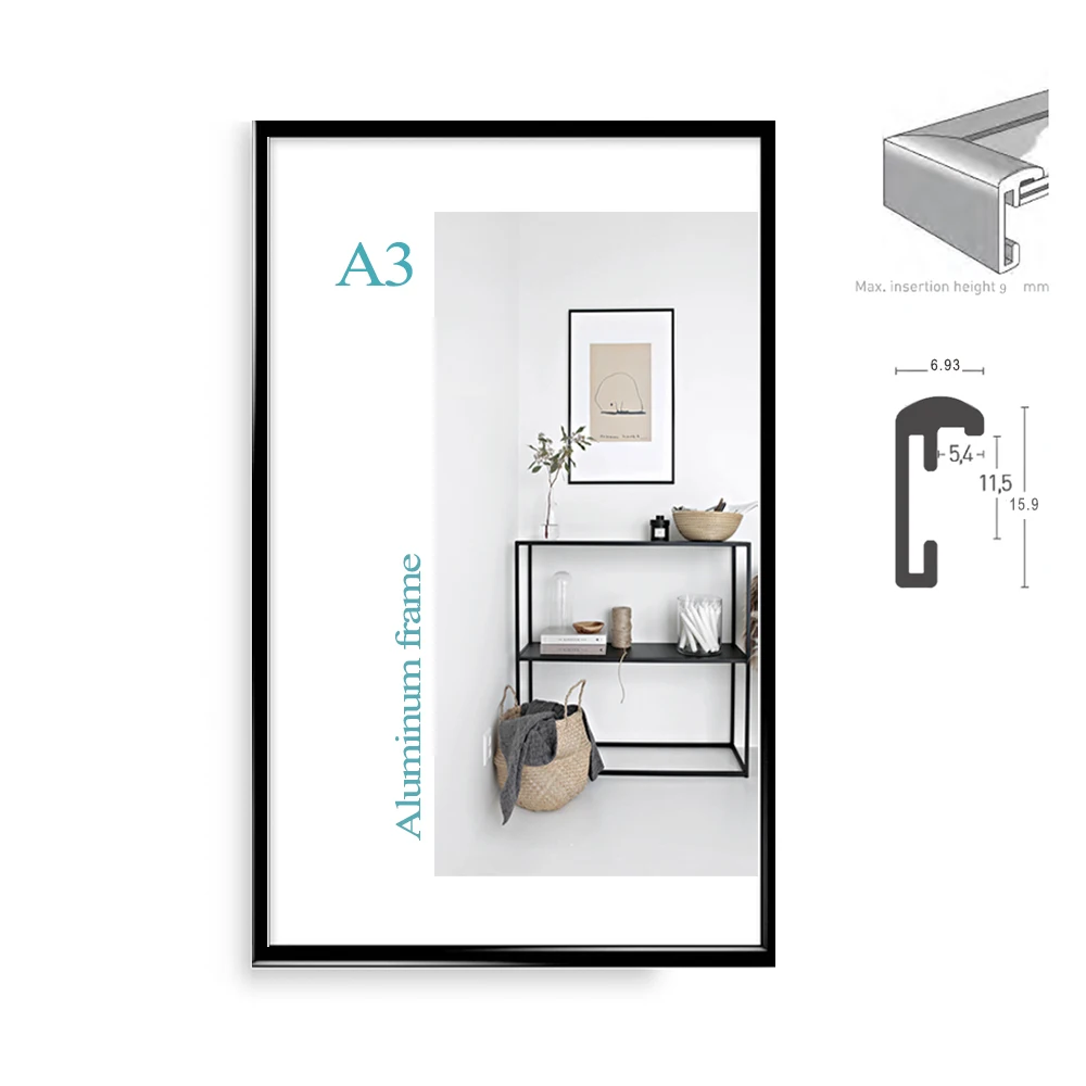 Классический минималистичный алюминиевый А5 А4 А3 8 5x11 &quot20x30 см рамка для плаката