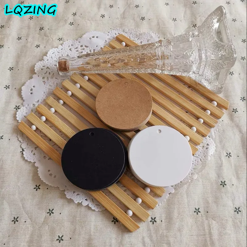 

White Black Brown Kraft Paper Tags Round Luggage Note Wedding Invitations Cards Blank Price Hang Tag 5cm 100pcs/lot