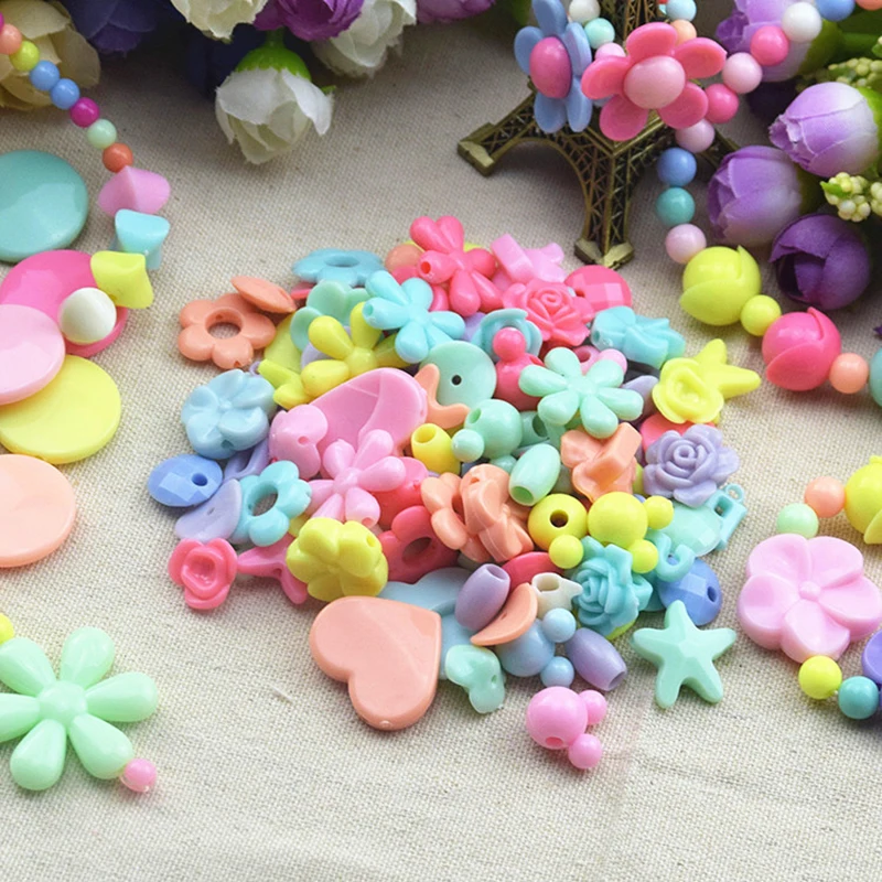 Акриловые бусины игрушки для детей подарок для девочек развевающийся ожерелье игрушка, обучающая завязывать шнурки DIY браслет ручной