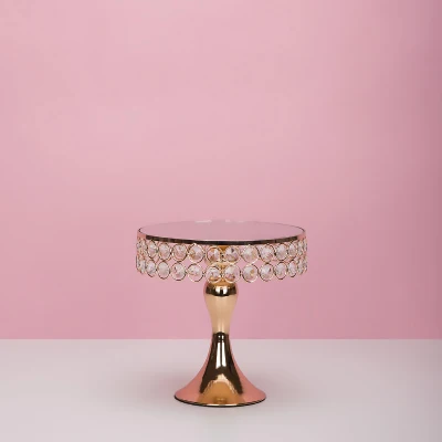 Хрустальный гальванический золотой высокий стоп торт стенд зеркало лицо помадка кекс стенд сладкий стол конфеты бар украшения стола инструменты - Цвет: 8 inch
