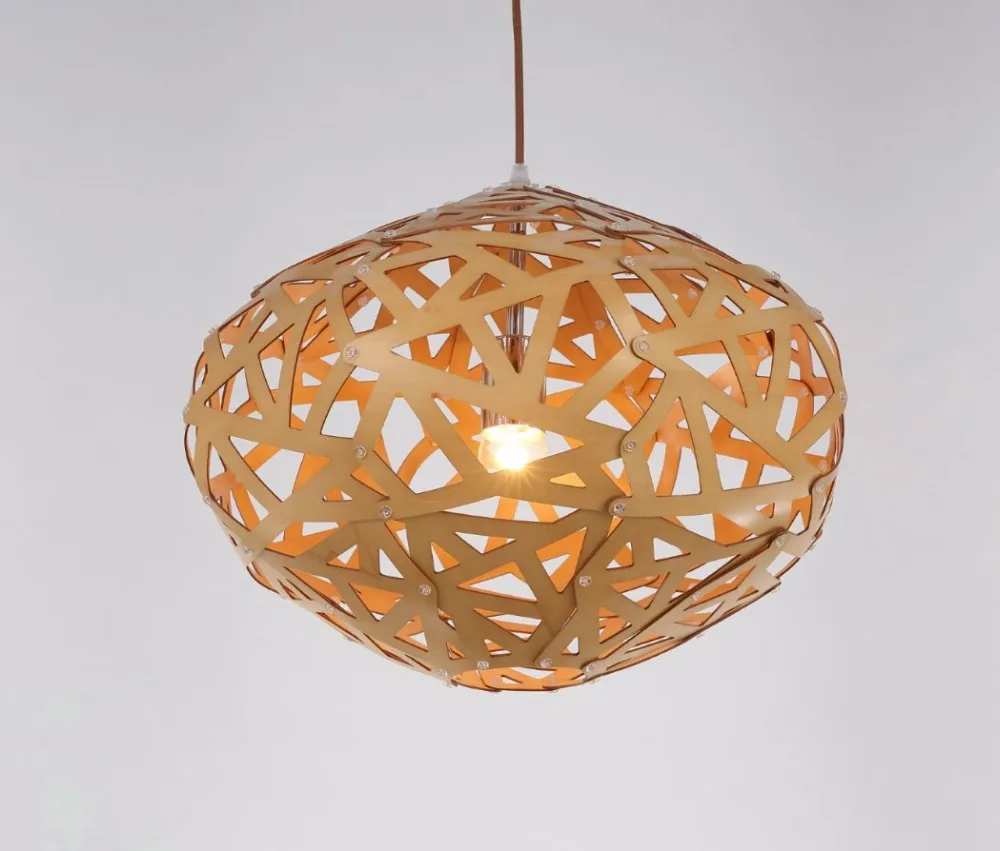 

Modern individuality Ply-Wood chip Chandelier handmade E27 LED lamp indoor yellow led lights for stairs&living room&porch BT257