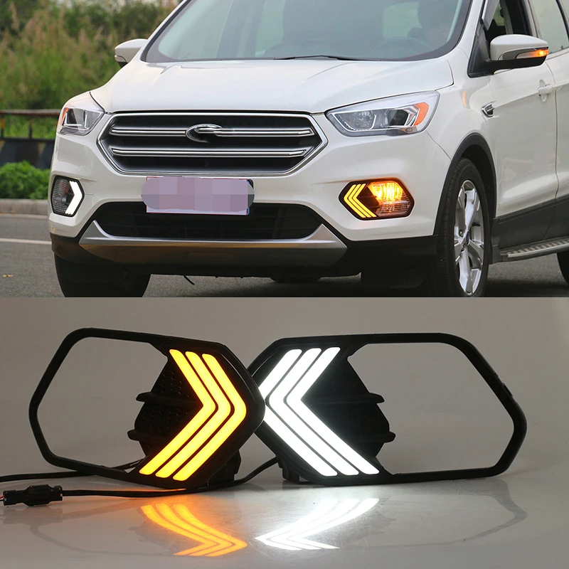 Car Flashing 1pair DRL For Ford Kuga Escape 2016 2017 LED Daytime
