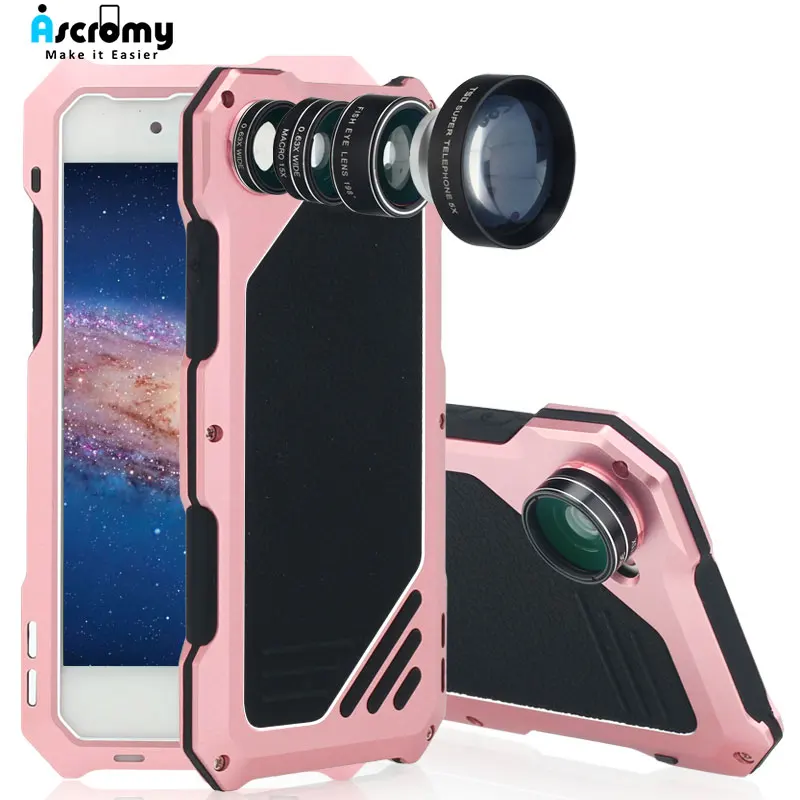 Ascromy для iPhone 7 Объектив комплект чехол рыбий глаз Широкий угол макросъемки Lente 8 plus