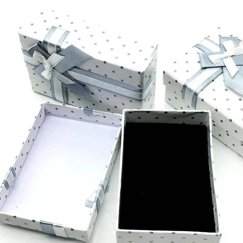 

Free Shipping Hot Sell 24pcs Grey Dots Jewelry Pendant Ring Stud Earring Display Gift Boxes