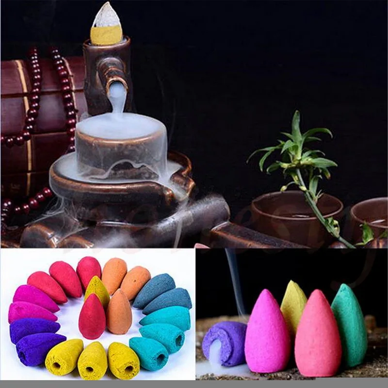 70 mixed Floral Incense Cone With Tray Colorful Fragrance Scent Tower