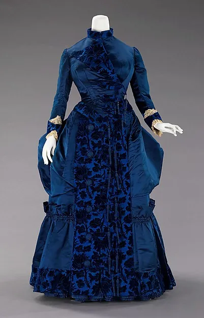 19-й век викторианское Платье женское французский шелк Викторианский поздняя суета Afteroon платье