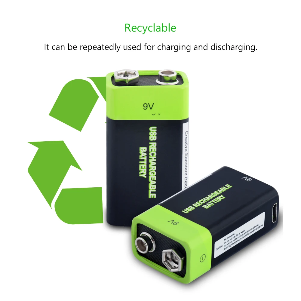 Сменная Li Po литий полимерный аккумулятор USB Перезаряжаемые ZNT Батарея 9V 400mAh