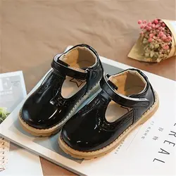Британский стиль винтаж повседневная кожаная обувь из искусственной кожи для девочек детские туфли принцессы детская обувь без каблука