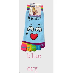 Fcare 12 P C S = 6 пар творческий мультфильм хлопок носок носки для девочек chaussettes orteils прекрасный женские носки - Цвет: cry blue
