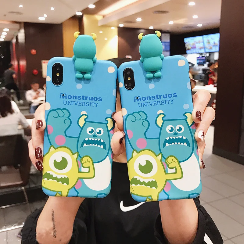For iphone XR 3D Monsters Soft Case Cute Sullivan Mr Q matte skin back cover XS max X 7 7P 6 6sp 8 8plus |