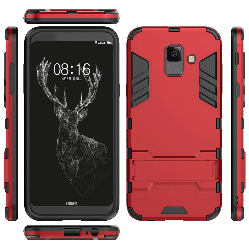 Slim Hard PC+Soft Silicone TPU Rugged Rubber Kickstand Armor Back Case For SAMSUNG Galaxy A6 A6 Plus 2018 Shockproof Cover Capa (36)
