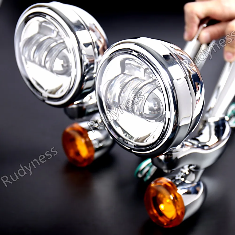 Chrome LED Auxiliary Lighting Bracket&Turn Signals For Harley Electra