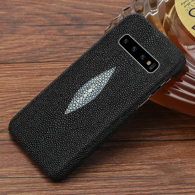 Genuine Leather Pearl fish for Samsung S10 plus phone case luxury Anti-fall Solid color protective case for Samsung A70 note 10